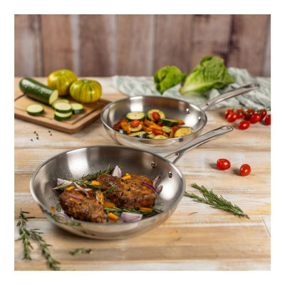 Kuhn Rikon Allround 24 & 28cm Uncoated Stainless Steel Frying Pan Set