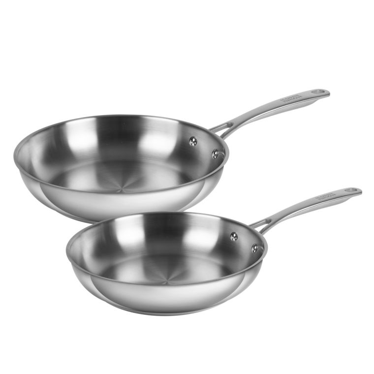 Kuhn Rikon Allround 24 & 28cm Uncoated Stainless Steel Frying Pan Set