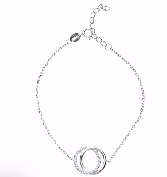 Kilkenny Ladies Bracelet L3139 in silver  Interlocking Circle with Cubic Zirconia