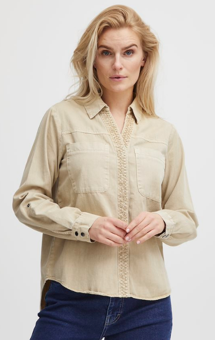 Pulz Ladies Shirt PZLaina in Irish Cream, Laina top