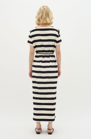 In Wear Ladies Long Dress LesterIW in Black Whisper White Stripe, Lester