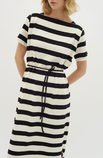 In Wear Ladies Long Dress LesterIW in Black Whisper White Stripe, Lester