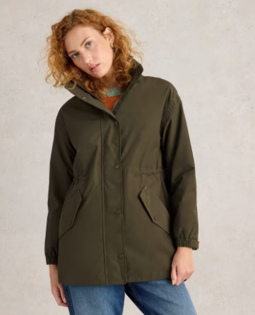 White Stuff Ladies Lexi Waterproof Coat in KHAKI GREEN