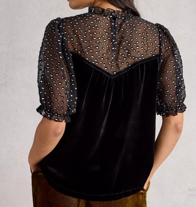 White Stuff Lexi Velvet Top in Pure Black
