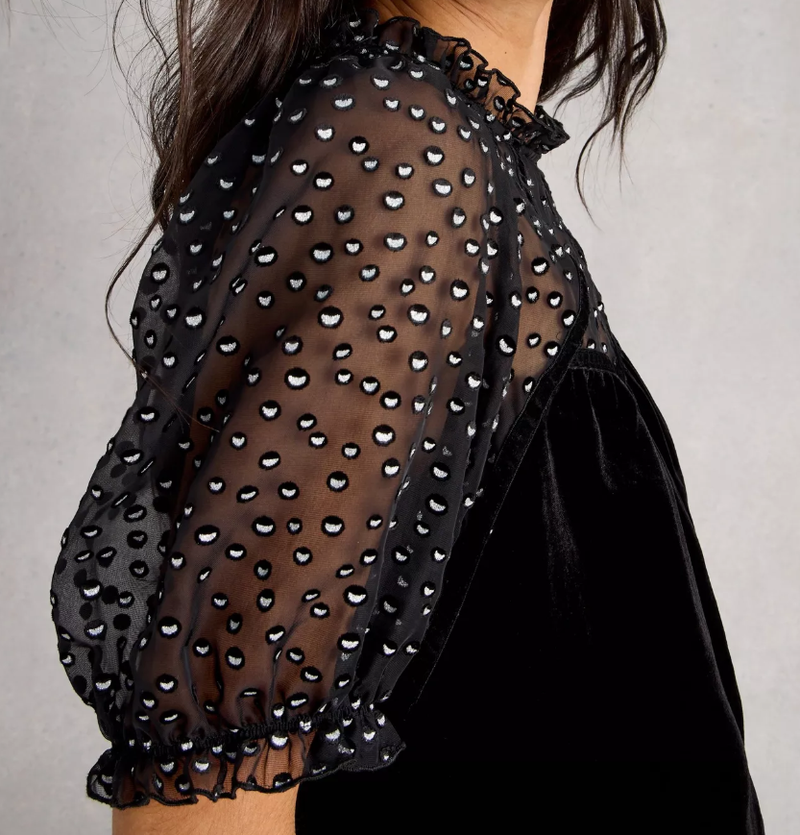 White Stuff Lexi Velvet Top in Pure Black