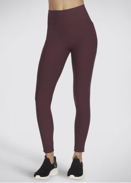 Skechers Womens Go Flex Rib FL HW Legging in Burgundy Pink