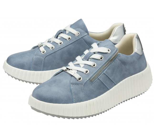 Lotus Ladies Lace Up Casual Shoe Kora ULS577 in blue, Trainers with zip