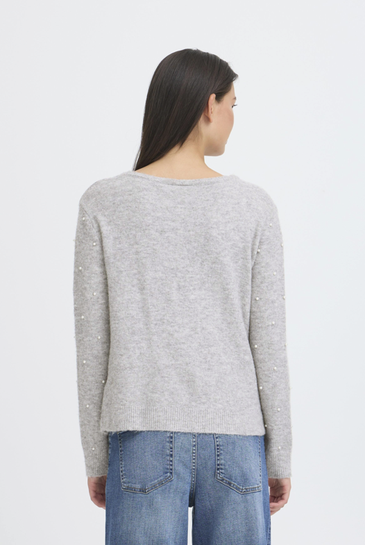Ichi Ladies Pullover IHMacon LS10 in Grey Melange, Macon Jumper