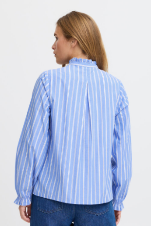 Pulz Ladies Long Sleeve Blouse PZMaiken in Marina Blue Stripe, Maiken Top