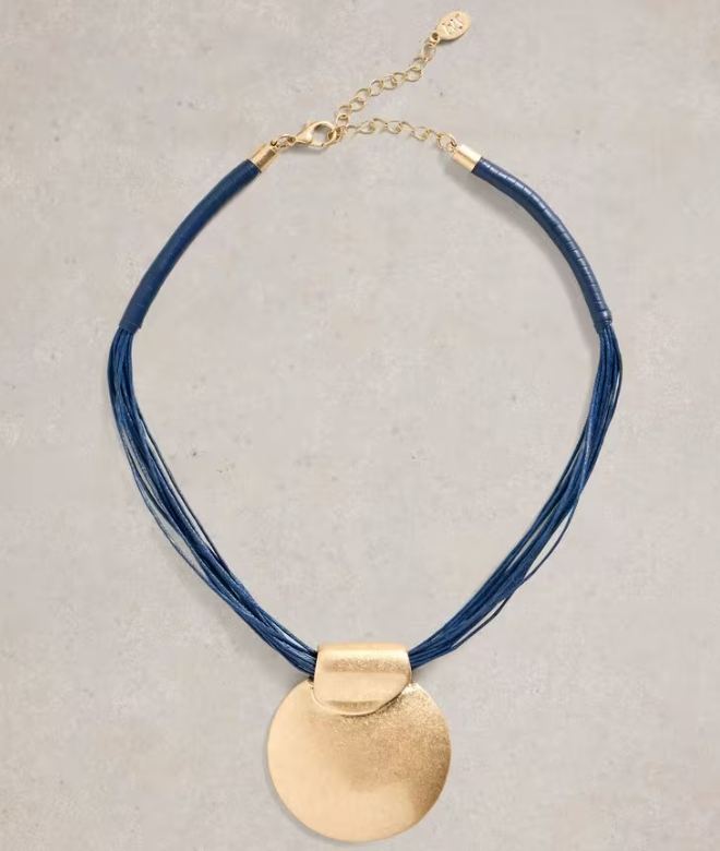 White Stuff Ladies Maple Disk Necklace in FRENCH NAVY