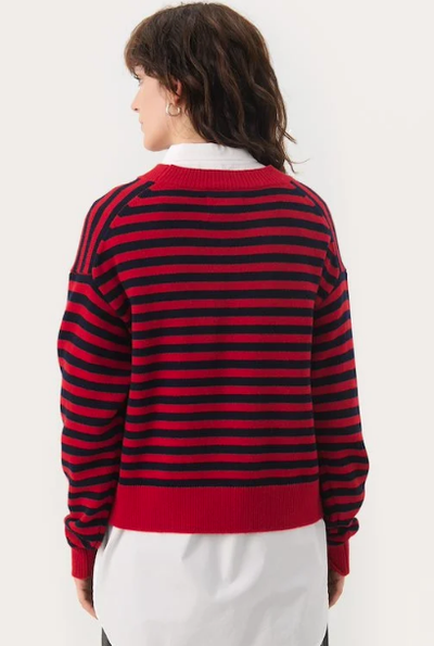 Part Two Ladies Pullover MariaPW in Salsa Dark Navy Stripe, Maria Jumper