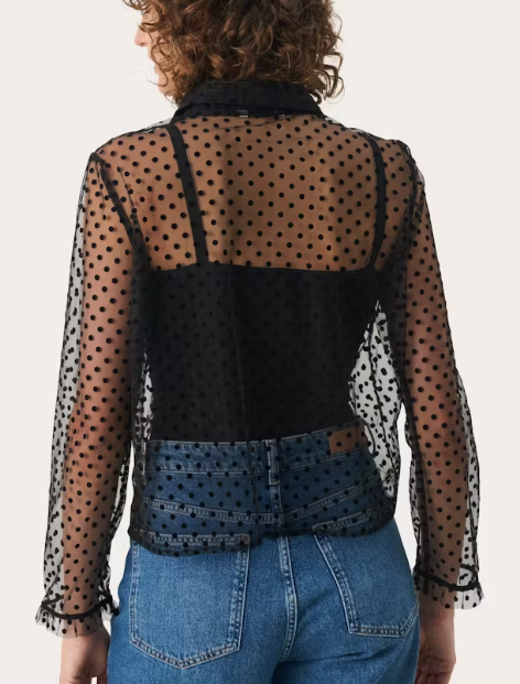 Part Two Ladies Shirt MarikkePW in Black Flock Dot, Marikke