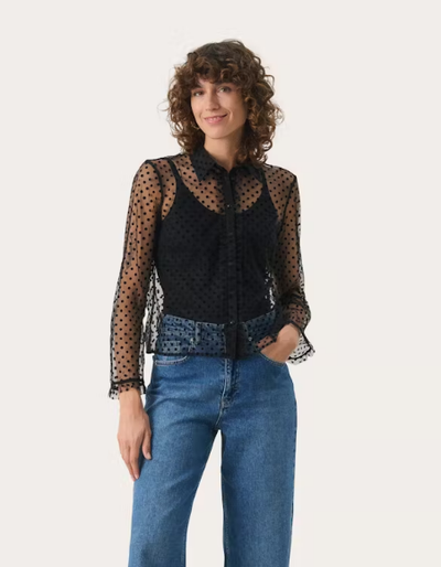 Part Two Ladies Shirt MarikkePW in Black Flock Dot, Marikke