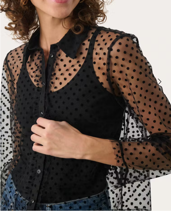 Part Two Ladies Shirt MarikkePW in Black Flock Dot, Marikke