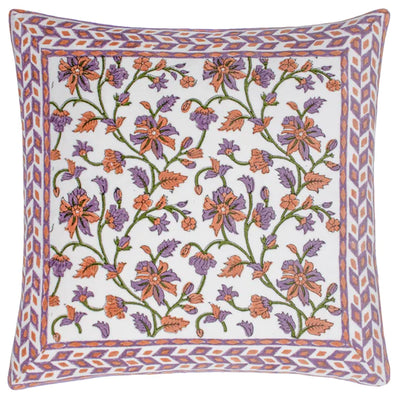 Paoletti Mentera Cotton Velvet Cushion Lilac/Coral feather Filled