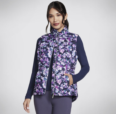 Skechers Ladies Jacket JA146 GO SHIELD Misty Floral Vest, in Blue Lavender