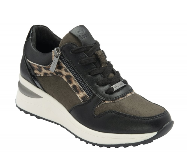 Lotus Ladies Wedge Trainer Moore ULS618 Black Khaki Shoe