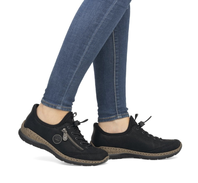 Rieker Ladies Slip On Casual Shoe N3267-01 in Black