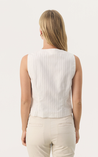 Part Two Ladies Waistcoat NadhiaPW in Whitecap Gray Stripe, Nadhia
