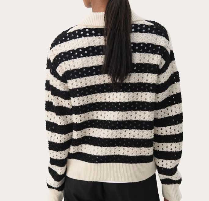 Part Two Ladies NaiyaPW Pullover In Black & white Stripe