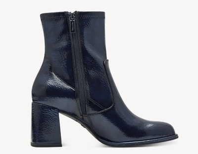 Tamaris Ladies Navy Patent Ankle Boots 25357-41