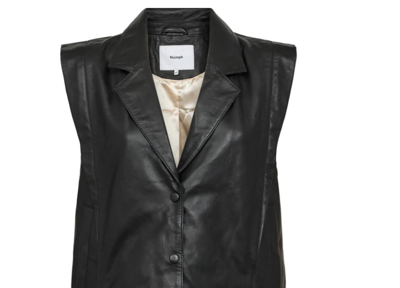 Numph Ladies NUFARGO LEATHER VEST - Caviar Fargo