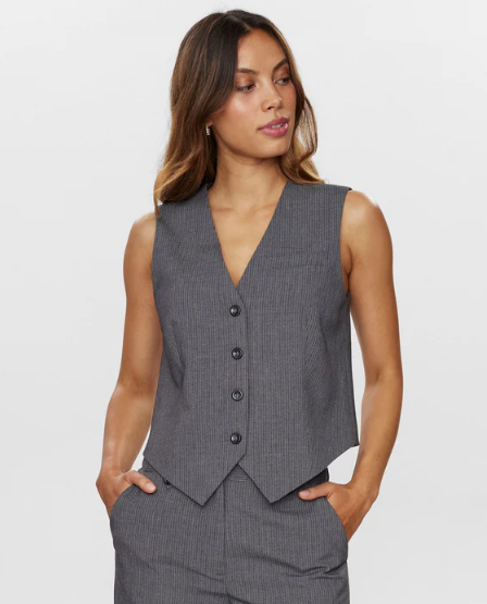 Numph Ladies NUJOSEPHINE WAIST COAT - Medium Grey melange, Josephine