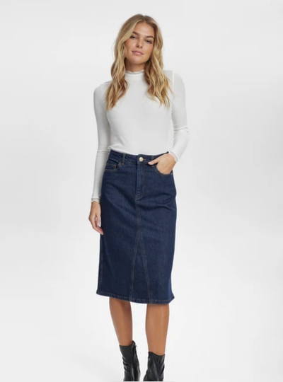 Numph Ladies NuLondon Skirt in Dark Blue Denim