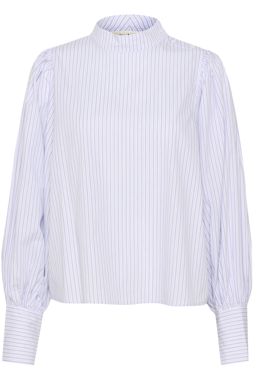 Soaked In Luxury Ladies Blouse SLOriana LS in White and Blue Stripes, Oriana Cotton Top