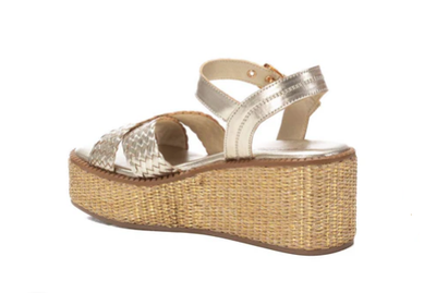Carmela Ladies Platform Wedge Sandal 162361 Piel Oro, Gold