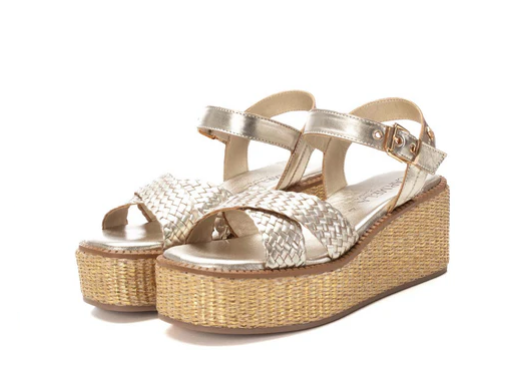 Carmela Ladies Platform Wedge Sandal 162361 Piel Oro, Gold