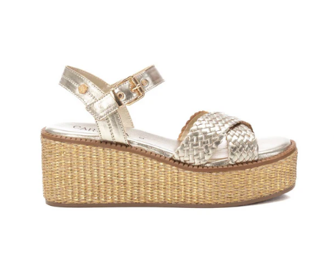 Carmela Ladies Platform Wedge Sandal 162361 Piel Oro, Gold