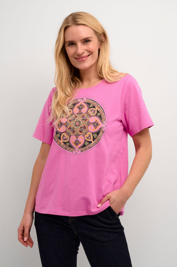 Culture Ladies Graphic T Shirt CUAlfi Gith in Phlox Pink, Alfi