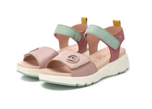 Carmela Ladies Leather Sandal 162309 in S Piel Nude Pink with Green