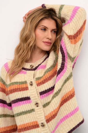 Culture Ladies Cardigan CUPinto Kimmy in Sand with Stripes, Pinto