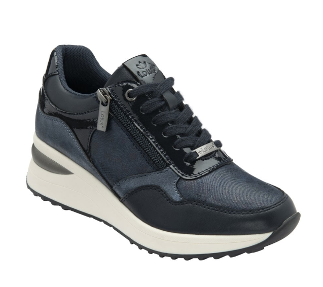 Lotus Ladies Zip Up Wedge Trainers Pluto ULS611 Navy