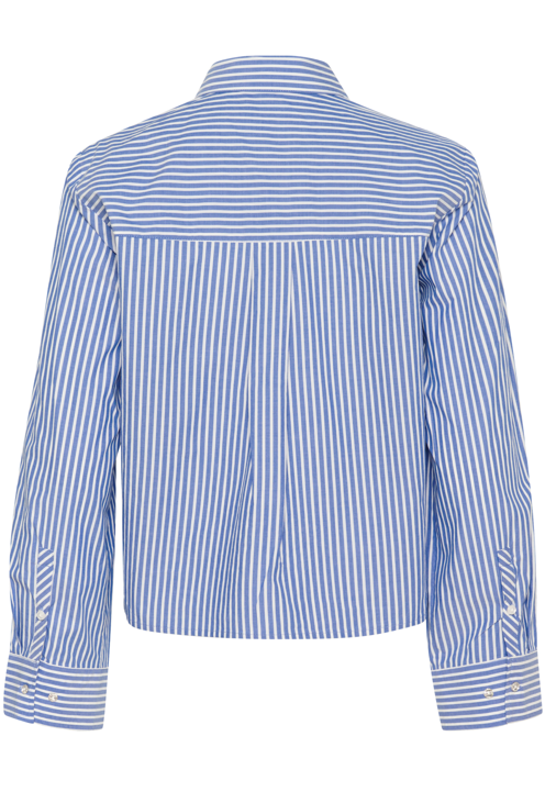 Part Two Ladies Ruffle Shirt PranveraPW in Amparo Blue Stripe