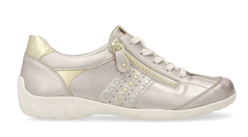 Remonte Ladies Trainers R3404-90 in Metalic Pale Gold Champagne