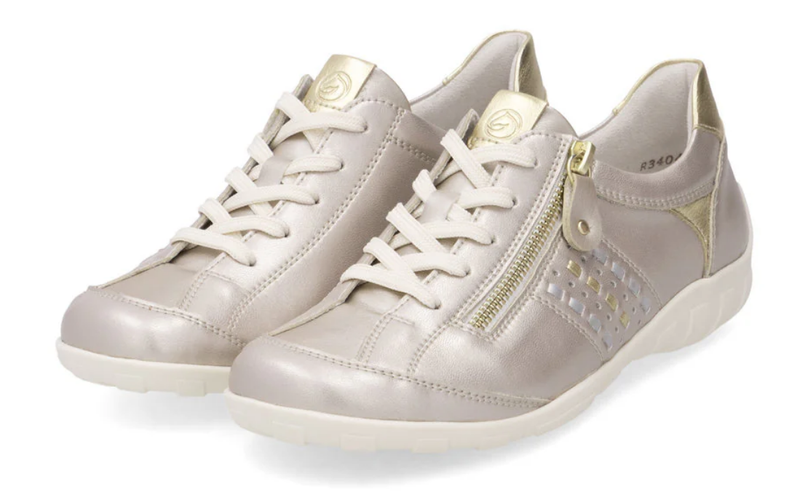 Remonte Ladies Trainers R3404-90 in Metalic Pale Gold Champagne