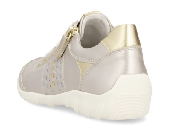 Remonte Ladies Trainers R3404-90 in Metalic Pale Gold Champagne