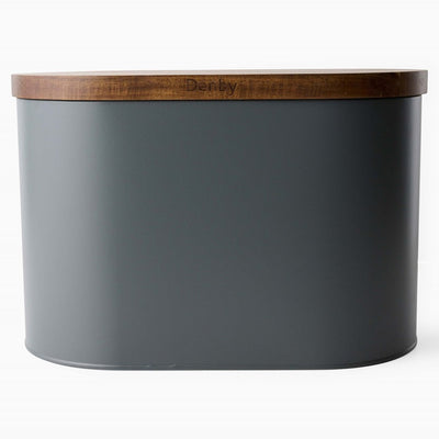 Denby Grey Bread Bin With Acacia Lid