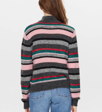 Numph Ladies NURiette Stripe Highneck Pullover Peony, Riette