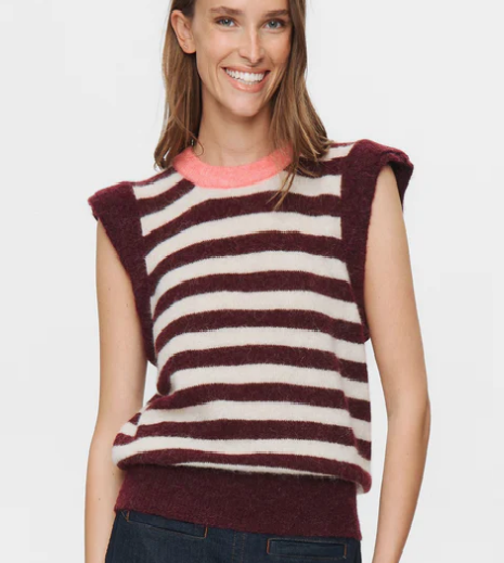 Numph Ladies Vest NUCiara Riette Striped Winetasting, Ciara Slipover