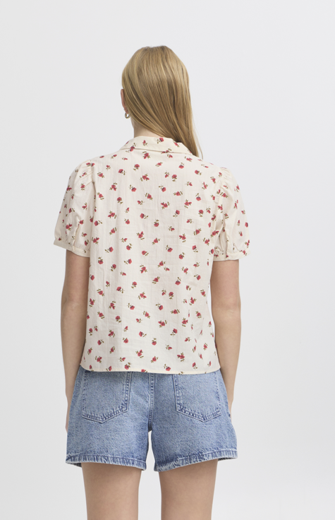 Ichi Ladies IHrosey Short sleeved shirt In Geranium Flower