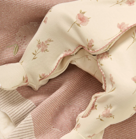 Mamas & Papas Watercolour Floral Zip All in One in Cream