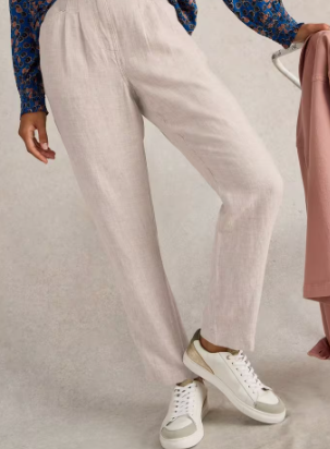 White Stuff Ladies Rowena Linen Trousers in LIGHT NATURAL