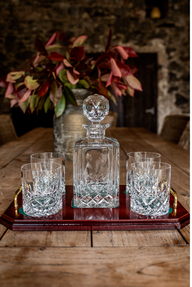 Galway Crystal Longford Square Decanter Set