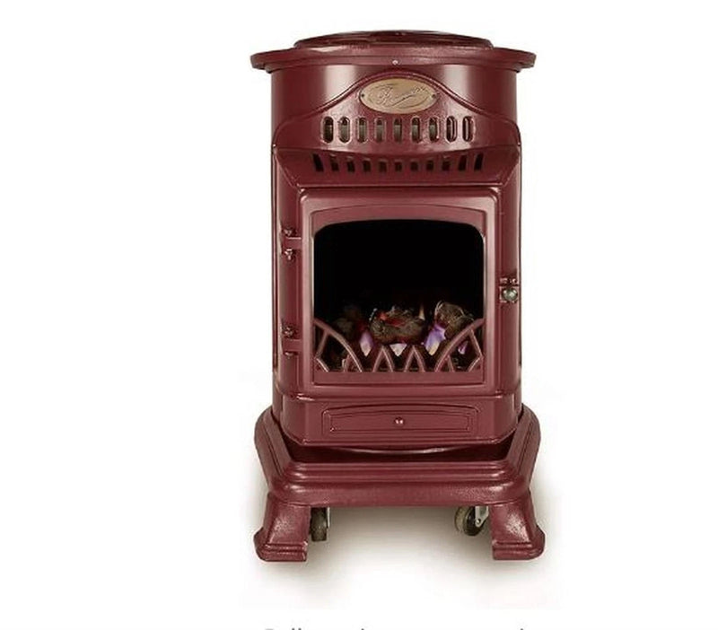 Provence Portable Gas Heater Burgundy Red Real Flame Effect Calor Gas