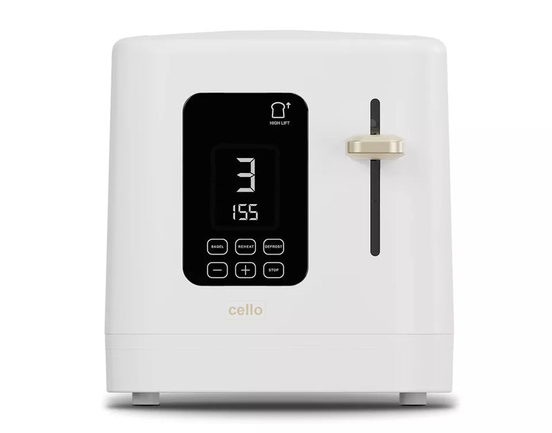Cello TR185 Digital 2 Slice Toaster Touch Control 800w Wide Slots Bagel Function
