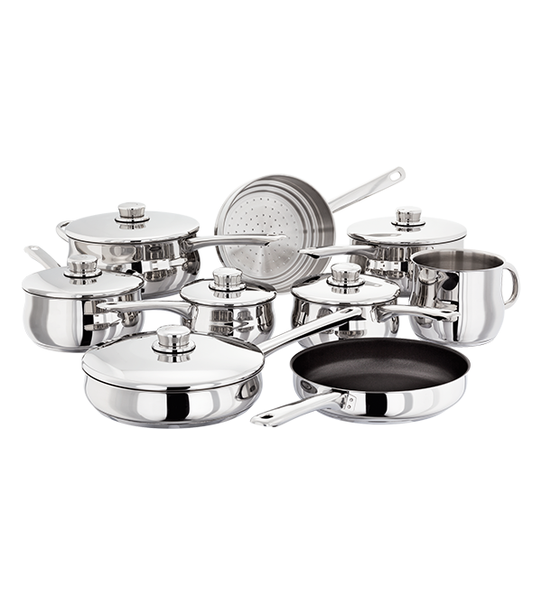 Stellar 1000 9 Piece Stainless Steel Saucepan Set S1F2 Induction Safe